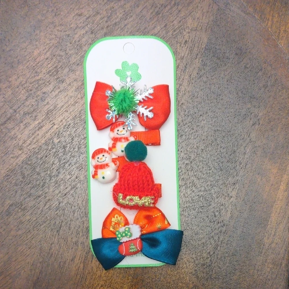 Christmas Holiday Hair Clip Set of 5